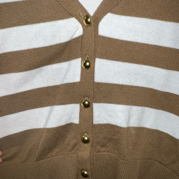 MICHAEL Michael Kors Brown and White Striped Cardigan - Picture 2 of 6
